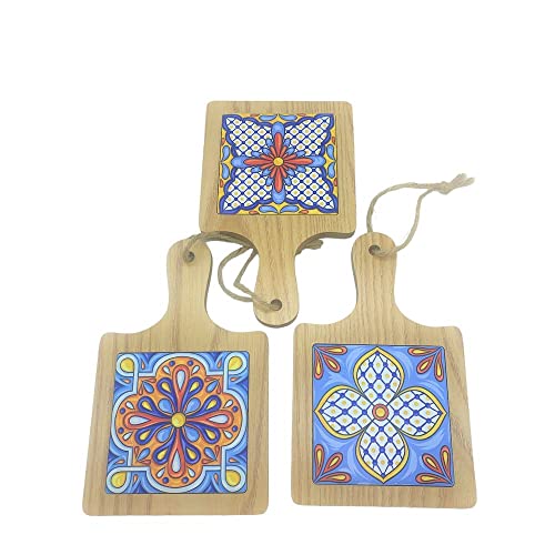 1 Pezzo Sottopentola Tagliere Legno e ceramica con...