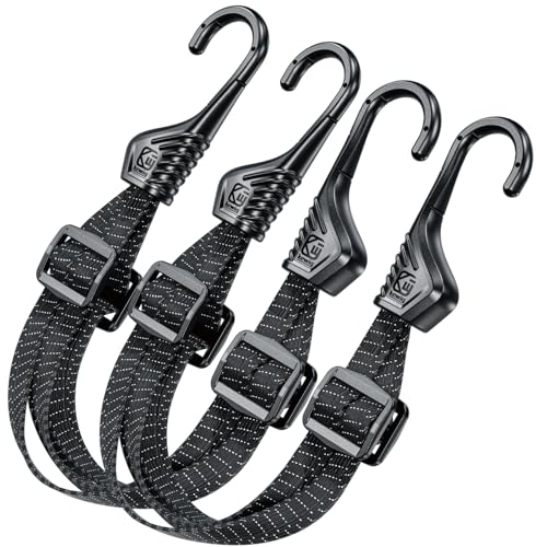 Kewig Motorcycle Bungee Cords with Hooks, Universal Motorcycle Helmet Luggage Rope Elastic Straps (2 PCS, 23.6''/60cm Long/PC)