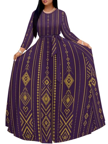 Image of PinkPatty Women's Plus Size V Neck 3 /4 Sleeve Wrap Maxi Dress with Belt