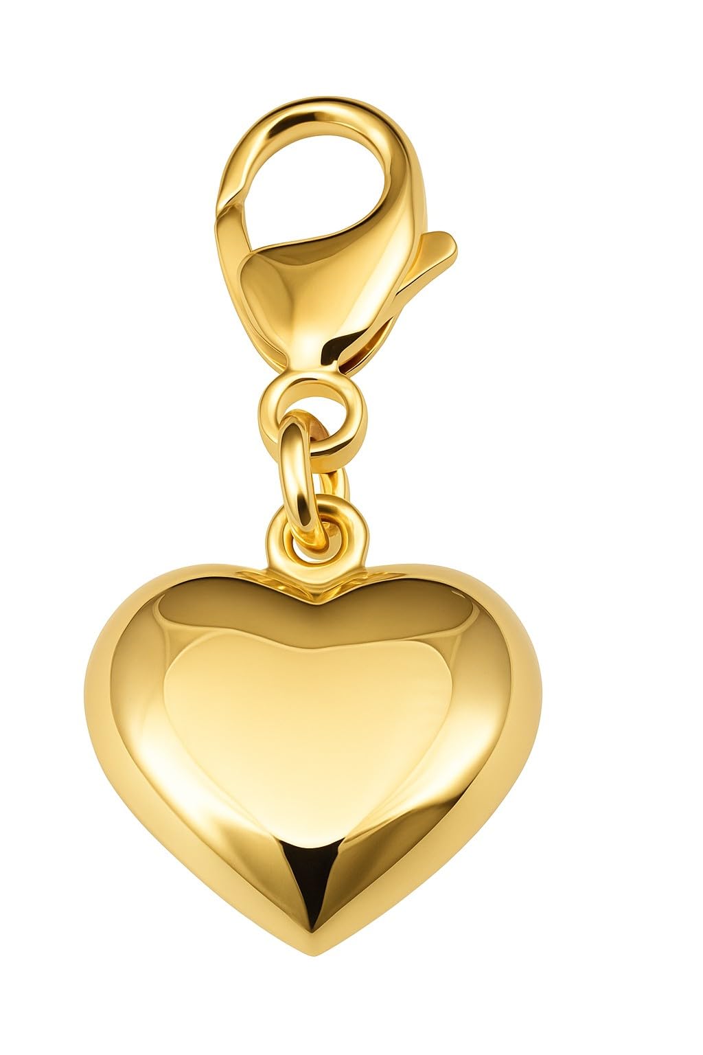 Charm Anhänger Einhänger Herz 3D Glanz echt Gold 585 Gold Gelbgold 14kt Herzchen