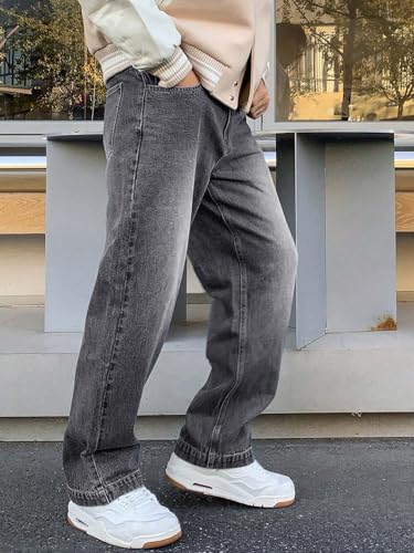 Image of KOTTY Men's Baggy Straight Fit Denim Jeans Washed Wide Leg Urban Fashion Comfortable Trendy Style