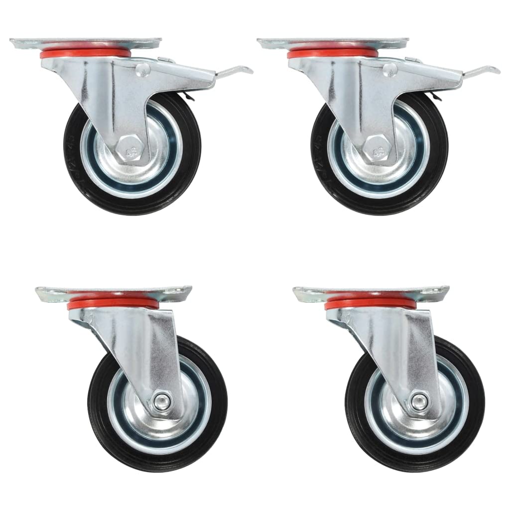 vidaXL 12x Lenkrollen Transportrollen Laufrollen Möbelrollen Schwerlastrollen Laufrolle Industrierolle Rollen Lenkrolle Möbelrolle 75mm Gummi Eisen