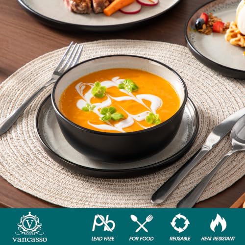 Image of vancasso 18-Piece Grayish Beige Stoneware Plates and Bowls Sets for 6