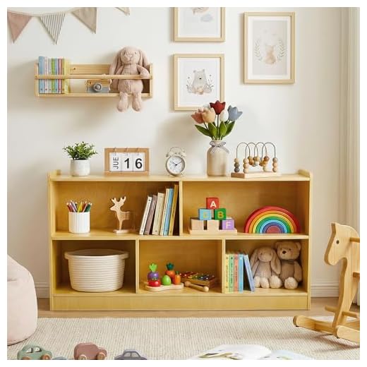STEPLAY Montessori Kids Bookshelf and Toy Organizer