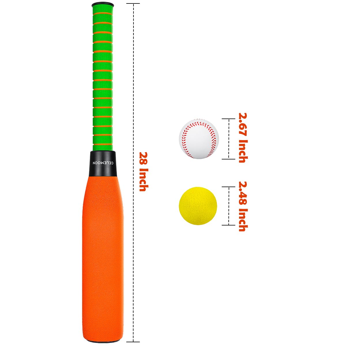 2-Pack 22 Inch Kids Foam Soft Baseball Bat Toys With 6 Balls For Kids Toddlers Youths Outdoor Indoor Sport T Ball Game Playing Blue
