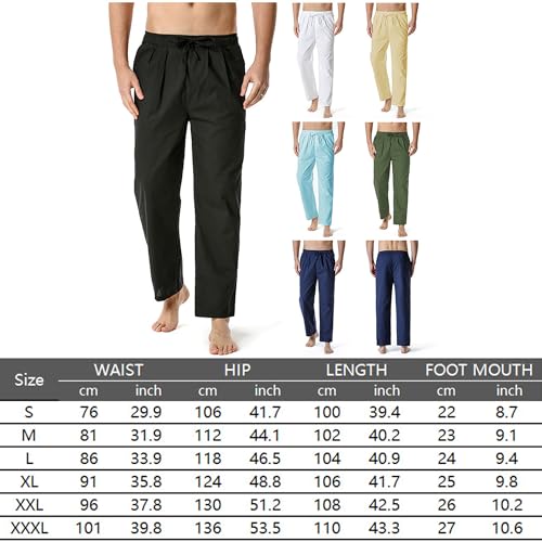 Pantalon long décontracté lin coton léger ample unisexe