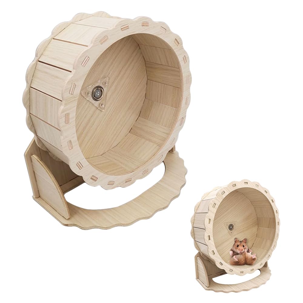 Trsnzul Rueda de Hámster de Madera 1 Pieza Rueda de Ejercicio para Hamster Rueda de Hámster Silenciosa Rueda de Ejercicio Silenciosa para Hámster Rueda para Correr de Hámster con Soporte