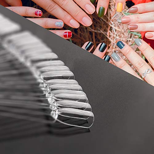 Aiex 100Pcs Nail Swatch Sticks With Ring, Fan-Shaped Nail Art Tips Display Sticks Polish Board Display Practice Sticks Tool, False Nail Sample Sticks (Transparent And Natural Color) #TOP5