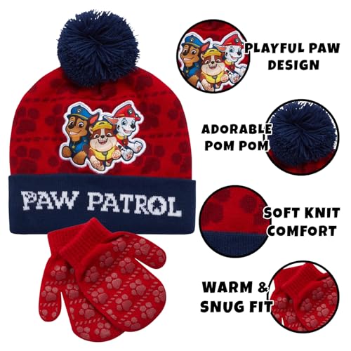 Image of Nickelodeon Paw Patrol Boys Winter Hat and Mitten or Glove Set (Age 2-7)