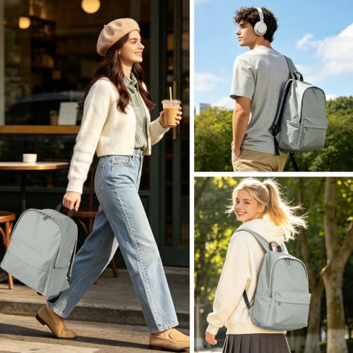 Image of Zicac Canvas Backpack, Classic Basic Daypack, Lightweight Casual Travel Daypack Satchel Backpack (Gray-Green)