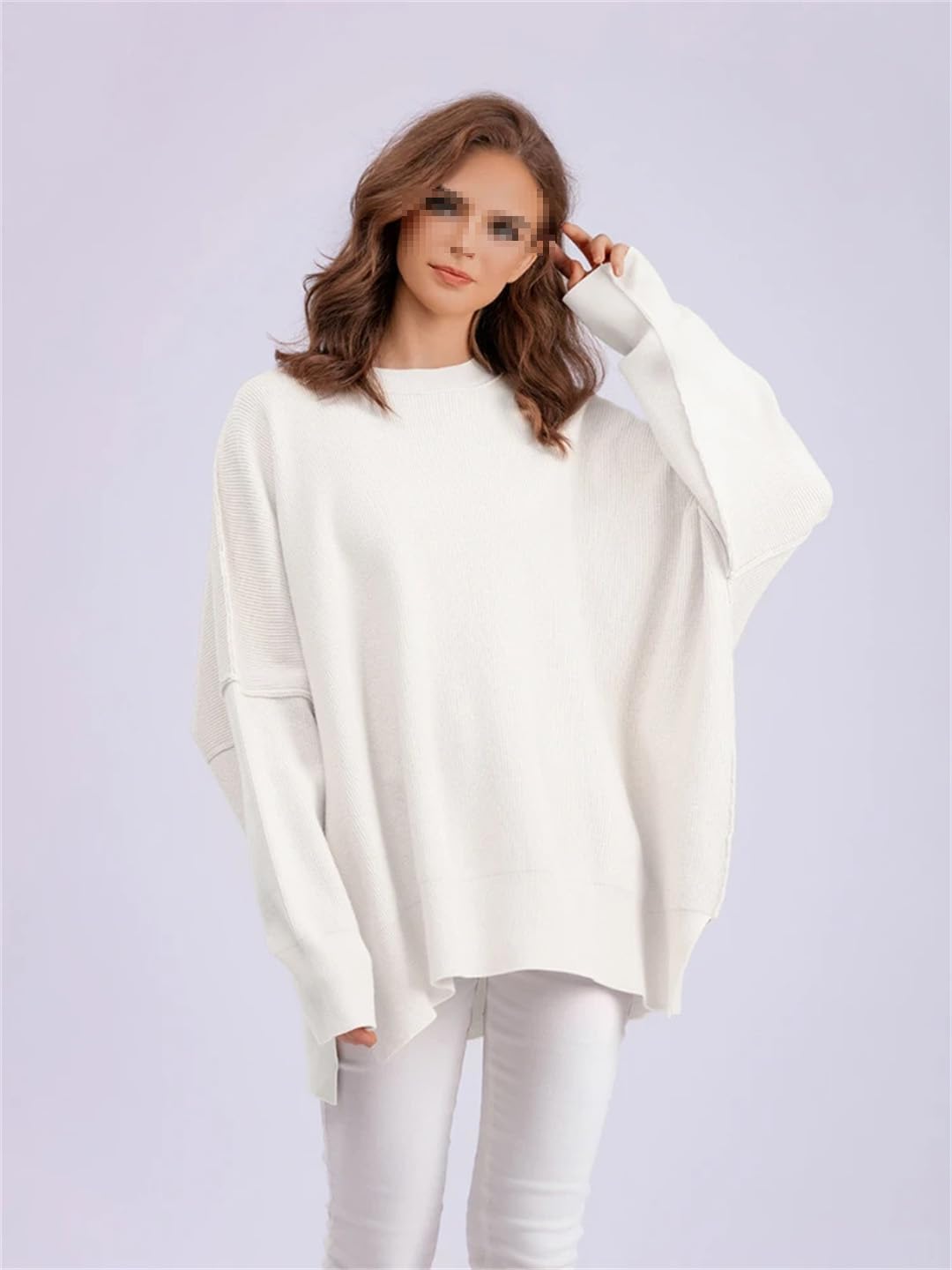 Zimowy damski sweter okrągły ciepły sweter na co dzień retro dzianinowy sweter