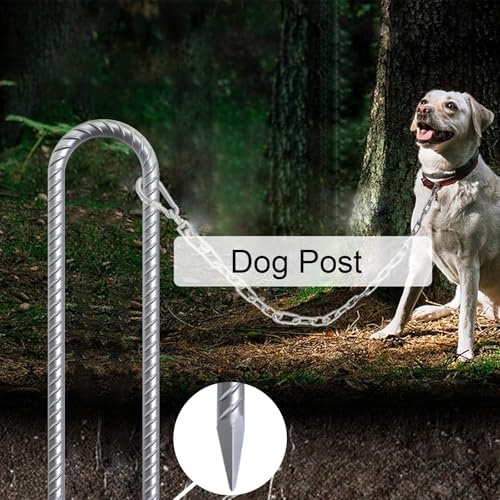 AAGUT 12 Inch Trampoline Stakes 6 Pack 3/8\" U Shaped Rebar Ground Anchors Heavy Duty High Winds Galvanized Steel Trampolines Accessories for Swing Set, Camping, Soccer Goal, Huge Garden Decoration