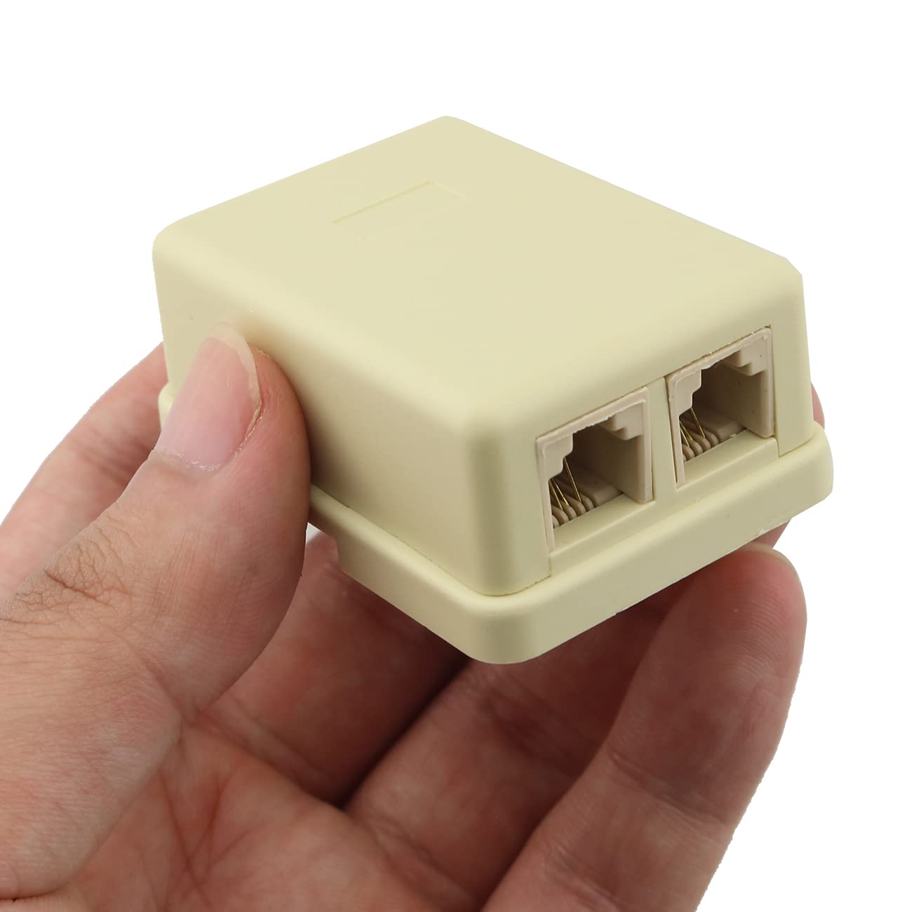 Juego De 2 Conectores De Pared Telefónicos 6P4C (RJ11) - Blanco, Para Cable ADSL/Teléfono, Montaje En Superficie