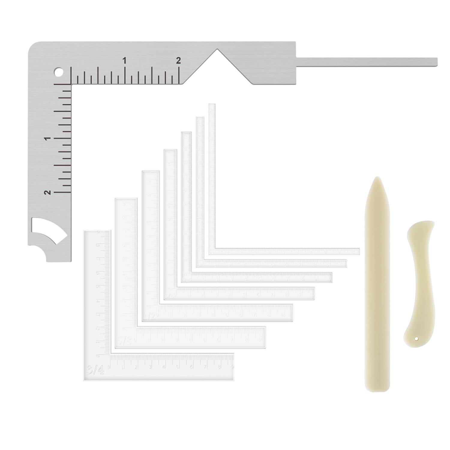 5-in-1 Book Cover Guide Stainless Steel Metal Bookbinding Cover Tool For Scribe Marking Album Notebook Scrapbooking Gauge Ruler I.1009867013