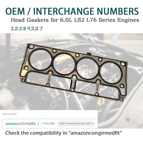 Image of 3-Layer Head Gaskets with Head Bolt Kit for Chevy GMC Express Silverado Suburban Savana Sierra Yukon XL 1500 2500 3500 HD Cadillac Escalade ESV EXT Hummer H2 6.0 LQ4 LQ9 2001-2004 Like 12589227