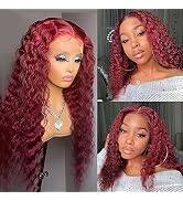 Smartinnov Hair 99J Burgundy Lace Front Colored Human Hair Wigs for Women Brazilian Vrigin Hair C...