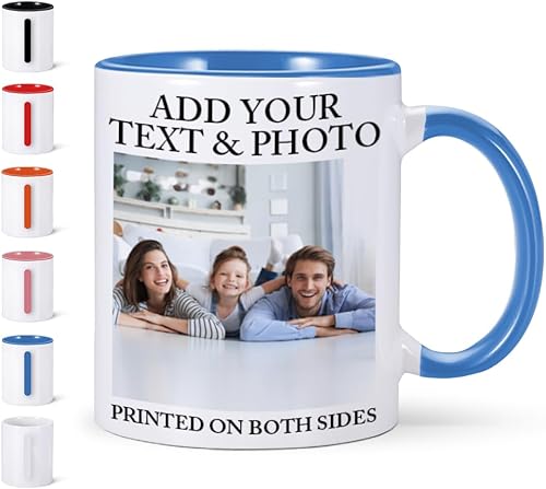Taza de café personalizada con imagen, texto, nombre, tazas personalizadas por ambos lados de 11 onzas, taza de café personalizada regalos para
