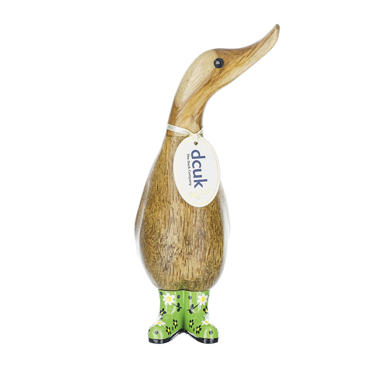 Dcuk Green Floral Welly Boots Wooden Duck Ornament