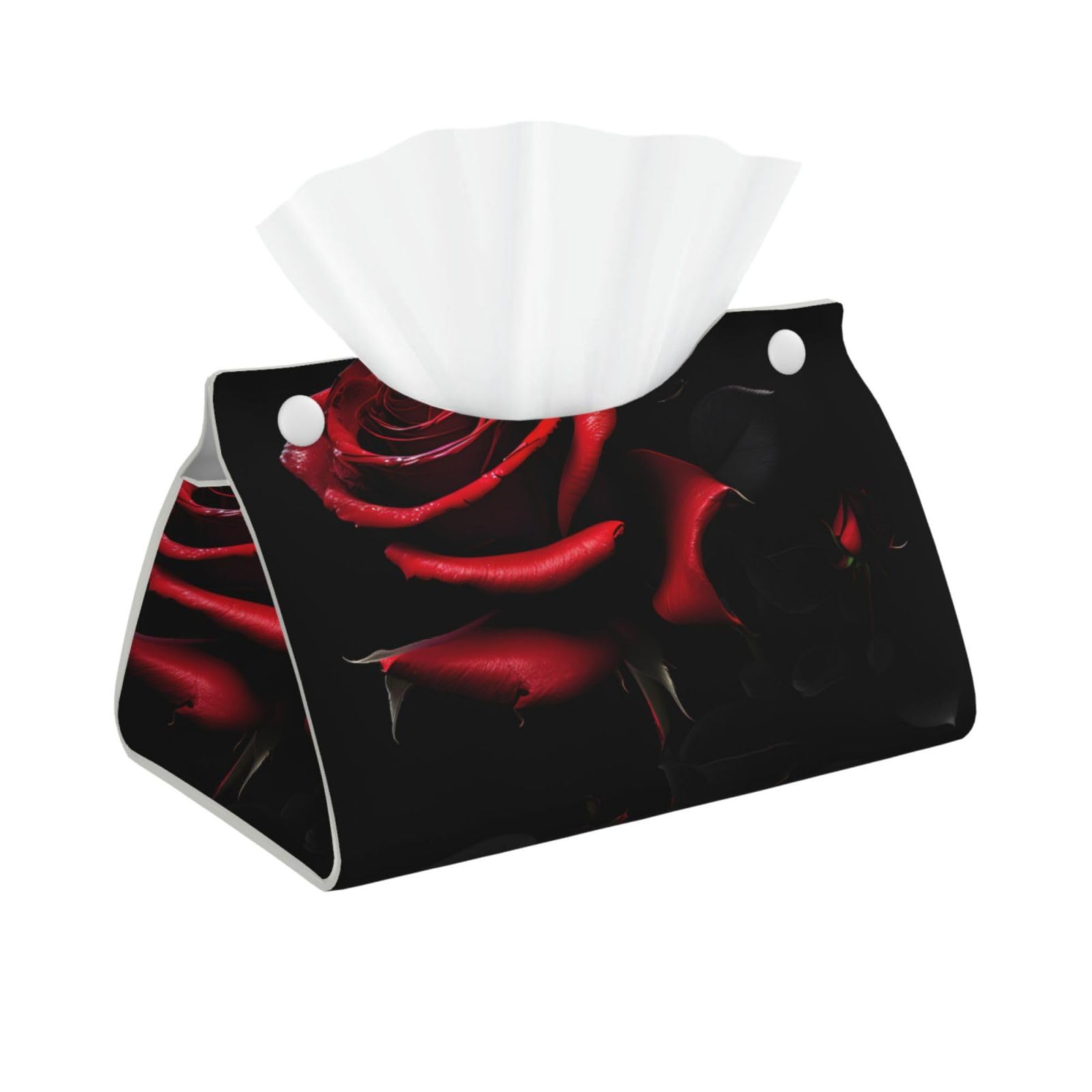Red And Roses Print Long Tissue Box Cover Tissue Dispenser Box For Living Room, Office, Car, Bathroom