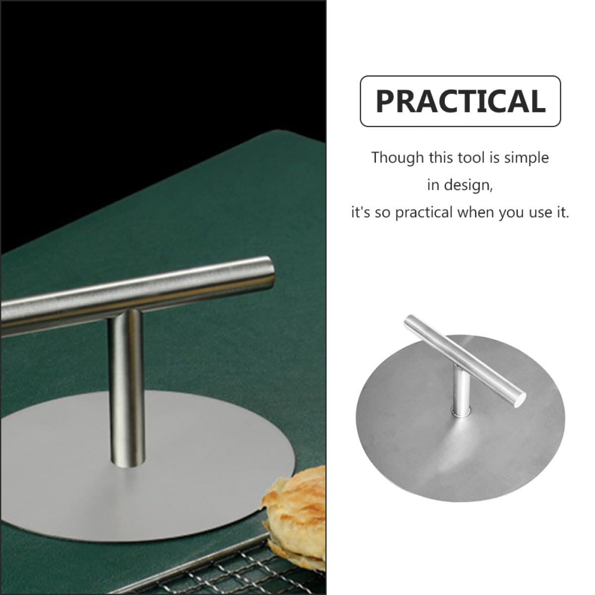 Toddmomy Pressa per Hamburger in Metallo Inossidabile 304 Stampo Tondo per Patty Maker – Utensile da Cucina per Preparare e Cuocere Panini, Polpette e Hamburger su Piano di Cottura