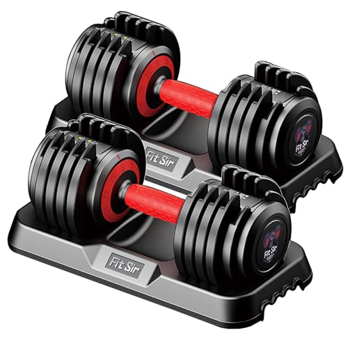 25/55LB Adjustable Dumbbell Set,10 in 1 Free Weights Dumbbell with Anti-Slip Texture Handle,1 Sec Speed Adjustment Men/Women Gym and Home Strength Training Equipment.