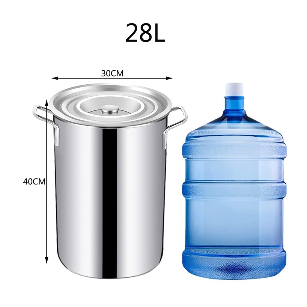 Ollas Grandes y Profundas de Acero Inoxidable, Olla para Verduras, Olla Profesional de Acero Inoxidable Apta para inducción con Tapa, 8 tamaños (tamaño: 30 cm x 40 cm (28 L))