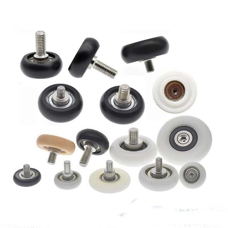 2pcs M8*10mm Thread Rod 50mm*12mm polyoxymethylene Scroll Wheel Circular arc Type Pulley Bearing Guide Wheels Ring White Color