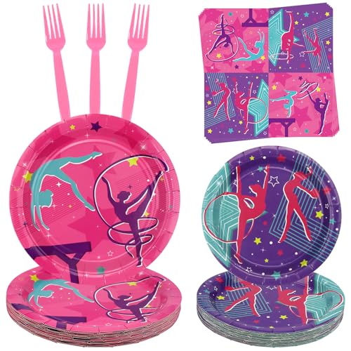 Gymnastics Birthday Party Decorations, Gymnastics Party Plates, Napkins, Forks, Tableware Sets for Gymnastics Party Supplies, Your Little Dance Gymnasts with Gymnastics, Serves 25 (Gymnastics) Gymnastics Birthday Party Decorations, Gymnastics Party Plates, Napkins, Forks, Tableware Sets for Gymnastics Party Supplies, Your Little Dance Gymnasts with Gymnastics, Serves 25 (Gymnastics)