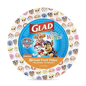 Image of Glad for Kids Paw Patrol Emoji Paper Plates, 20 Count, 7 Inches | Paw Patrol Plates for Kids | Heavy Duty Disposable Soak Proof Microwavable Paper Plates for All Occasions