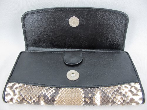 Genuine Python Snake Skin Leather Women's Trifold Clutch Wallet (Reticulated Natural)3