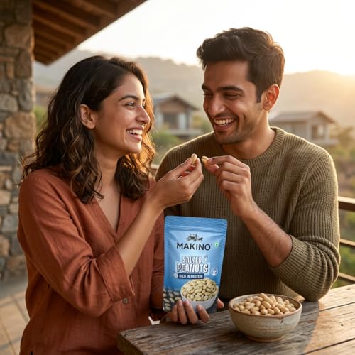 Image of Makino Salted roasted Peanuts,Pack of 2 (140g) Each - Crunchy Khari Sing, Groundnut | Only Roasted Not Fried, High in Protein, Gluten Free, Zero Cholesterol & Trans Fat, 100% Natural Gujarat Groundnuts