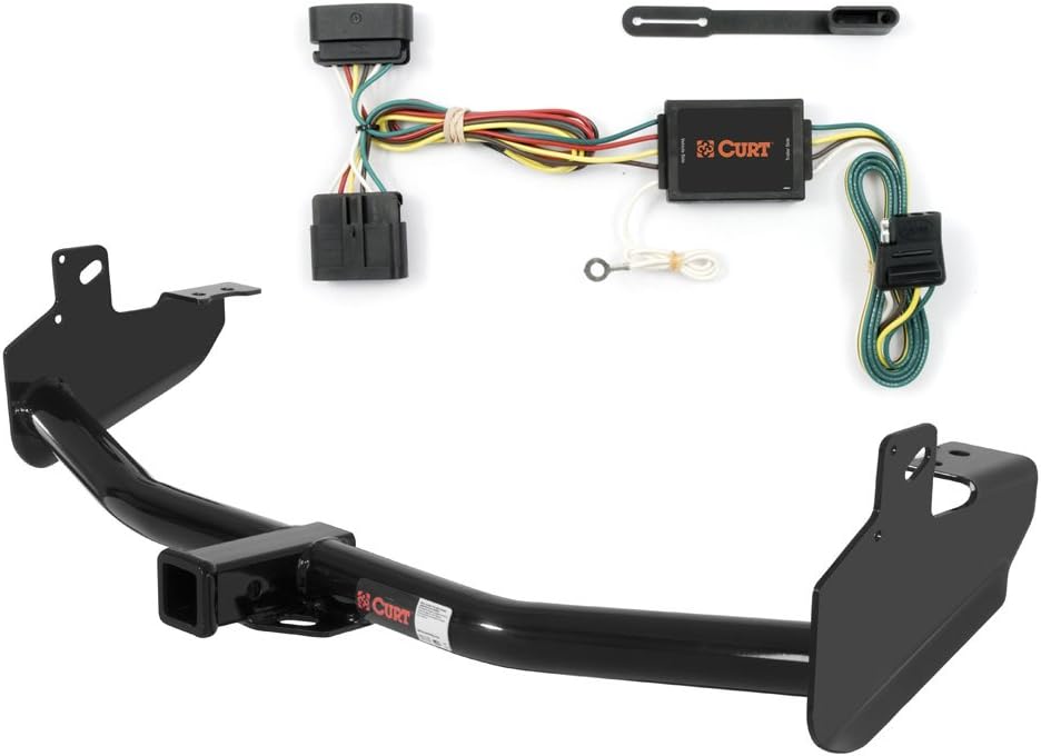 Curt Class 3 Trailer Hitch 2 Inch Receiver fits 2004 2012 Colorado | 4,000 lbs. GTW | Includes 4-Way Flat Output Custom Wiring Harness | 13252 55510