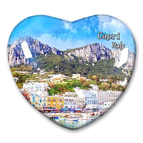 Italy Capri Fridge Magnet Refrigerator Stickers Collection Decorative Magnet Travel Souvenir Heart-Shaped Crystal Glass
