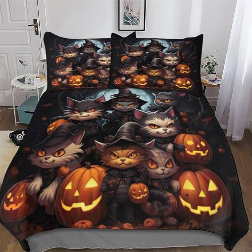 Housse de couette halloween 200x200cm en microfibre avec zip - 2