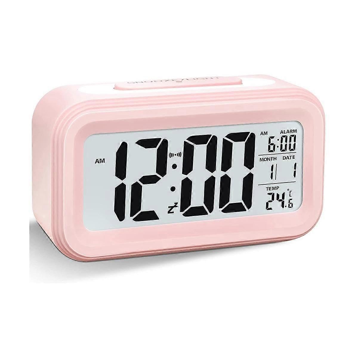JOYHAPPST Digital Alarm Clock, LED Alarm Clock, Battery Operated Silent Aalarm Travel Clock,Pink