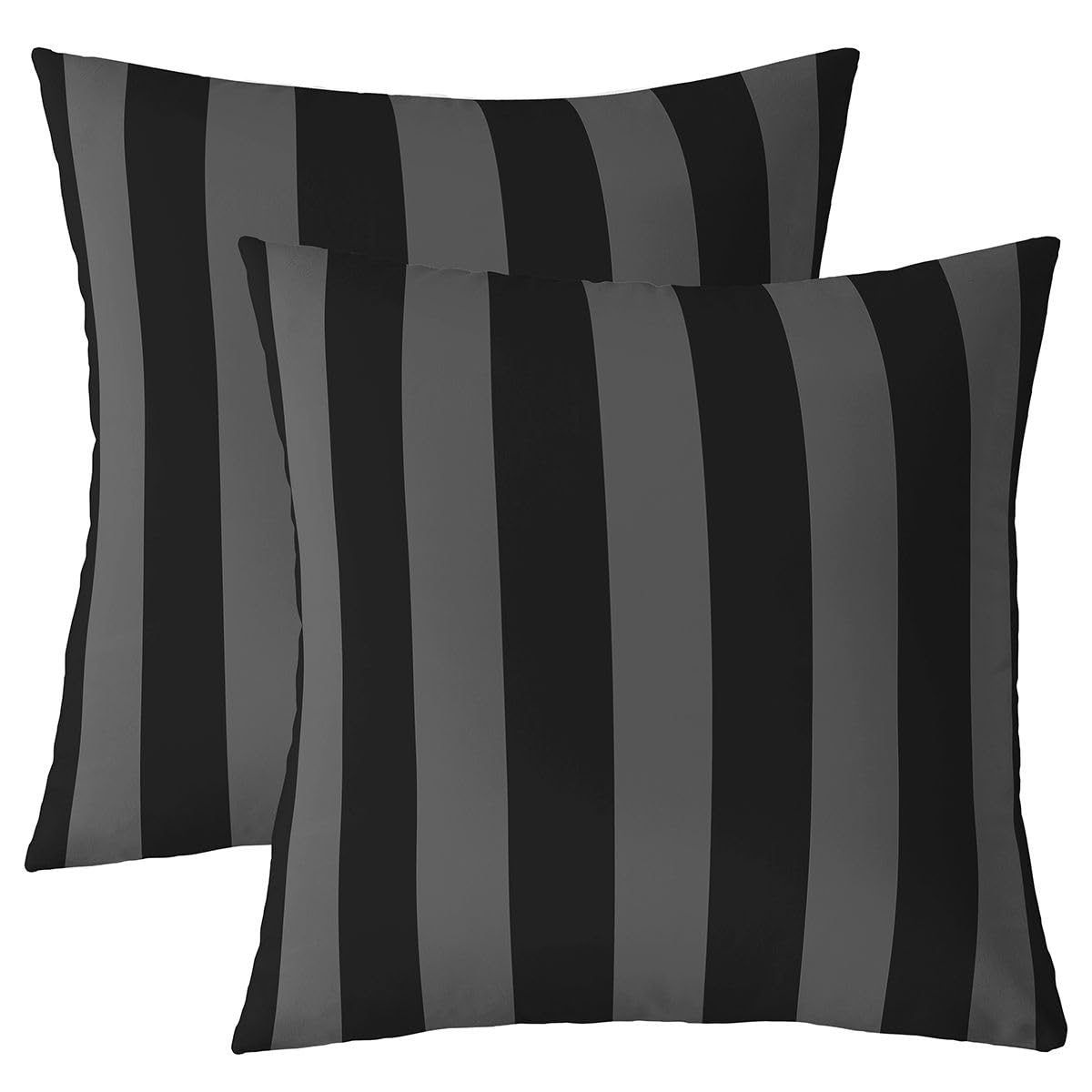 Homewish Black Grey Striped Decorative Cushion Covers 40 x 40 cm Set of 2 — image 1