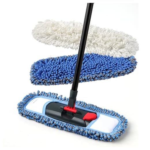 CLEANHOME Dust Mop for Floor Cleaning Microfiber Professional Dry & Wet Flat Mops for Tile Floors with a Extra Chenille Refill Mopping Pad for Hardwood,Tile,Marble Floor