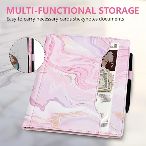 Image of E NET-CASE Case for 10.3 inch Boox Note Air 5 C (2025) / Note Air4 C (2024) / Note Air3 C / Air3 B /W (2023), 360 Rotating Stand Cover with Pen Holder /Hand Strap, Auto Sleep /Wake (Pink Flowing Gold)