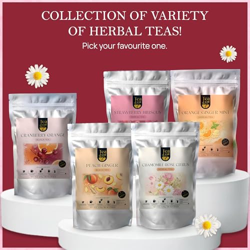 Image of Tealeaf & Co. Chamomile Rose Citrus Herbal Tea Bags - Organic Chamomile Tea Bags with Rose Petals, Orange Peel, Lemon Grass, Hibiscus & Mint Leaves - Low Caffeine - Gluten Free - 50 Teabags