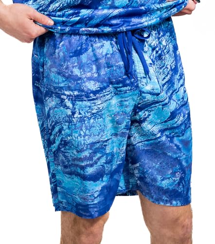 Realtree Men's Fishing Camo Quick Dry 8 Inch Inseam Drawstring Swim Trunks