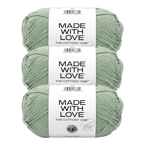 Image of Lion Brand Yarn Made with Love The Cottony One Yarn for Crocheting, Knitting, and Crafts, Sage, 3 Pack