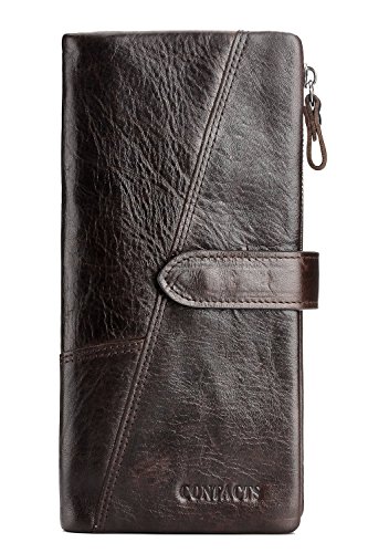 Preisvergleich Produktbild Contacts Männer echtes Leder Trifold Kartentelefon Clutch Geldbörse Dunkelbraun
