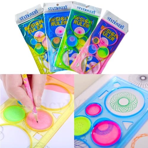 Image of Scale for Kids Birthday Return Gift (Pack of 6), Kids Return Gift, Design Ruler for Boys and Girls, Spirograph, Art Craft, Stationery (Pack of 6), Multicolor