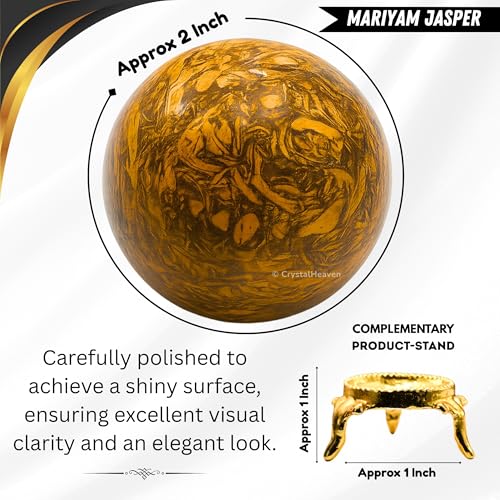 Image of Certified Mariyam Jasper Crystal Ball for Meditation - Premium Crystal Vastu Items for Home and Feng Shui Items for Good Luck - Ideal for Pooja Supplies and Spiritual Practices (2 inch Inch)