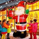 8 FT Christmas Inflatables Santa Claus Outdoor Decoration, Giant Christmas Blow up Santa Claus inflable with Red Gift Box, Built-in LED Lights,Xmas Outside Decor for Front Back Yard Garden Lawn
