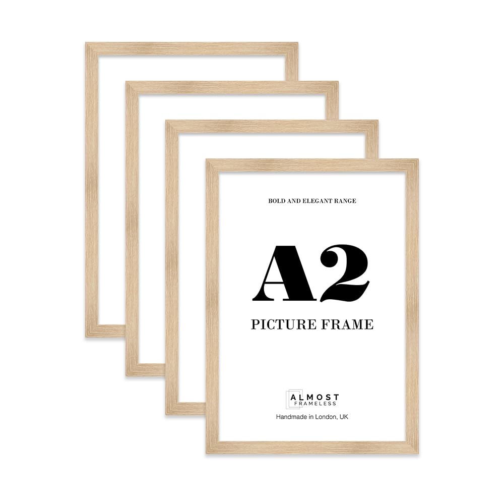 A2 Picture Frame, Display A2 Pictures (42 x 59.4cm - 16.5 x 23.4in) Picture Frame for wall Display - Oak - 4 Pack