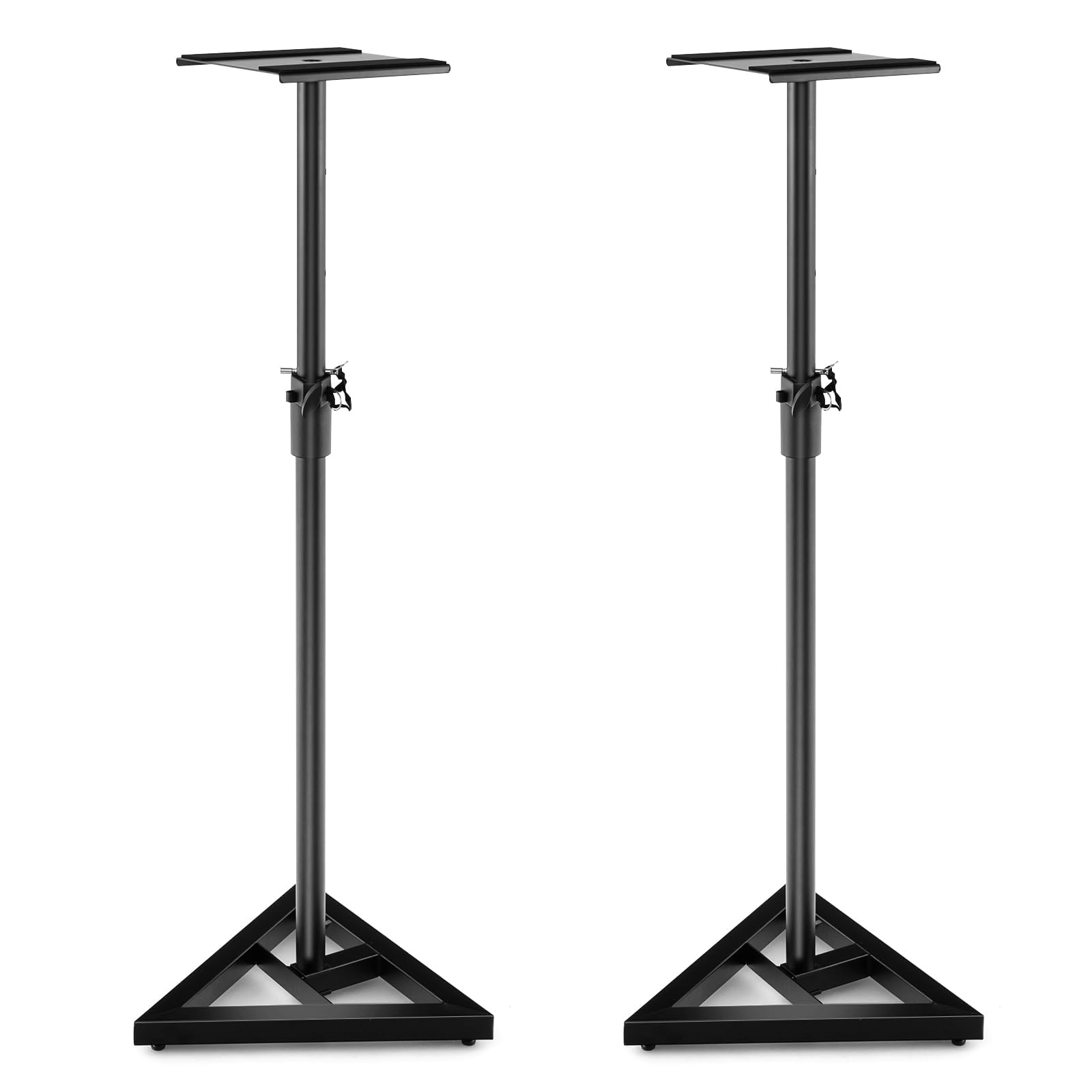 FANTASK Set di 2 supporti per altoparlanti, 97 – 157 cm, regolabile in altezza, con stabile base triangolare, portata fino a 50 kg, 157 l x 23 x 157 cm, colore: nero