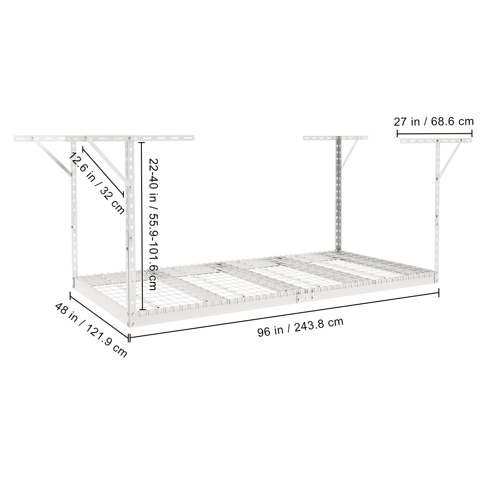 VEVOR Estante de almacenamiento para garaje 48 x 96 pulgadas, acero laminado en frío ajustable, 600 libras, blanco
