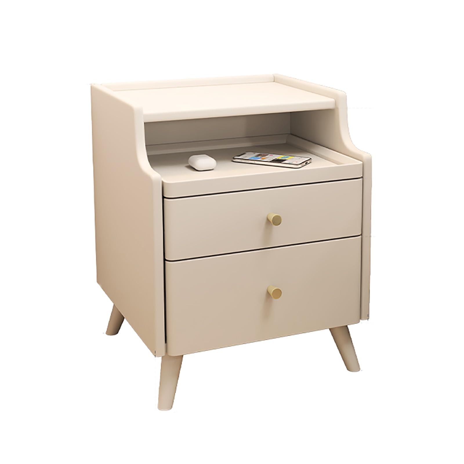 SXZenSpace Wooden Night Stand, Narrow Bedside Table, End Table with 2 Storage Drawers, Suitable for Bedroom, Living Room and Office (Color : White 40cm/15.7in)