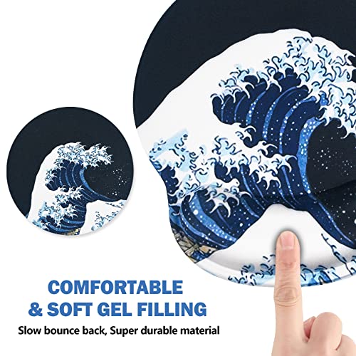 AIMSA Ergonomic Mouse Pad with Wrist Support, Gel Mousepad Non-Slip PU Base Wrist Rest Pad for Home, Office, Work, Game, Easy Typing, Pain Relief, Comfortable, Big Waves — view 2